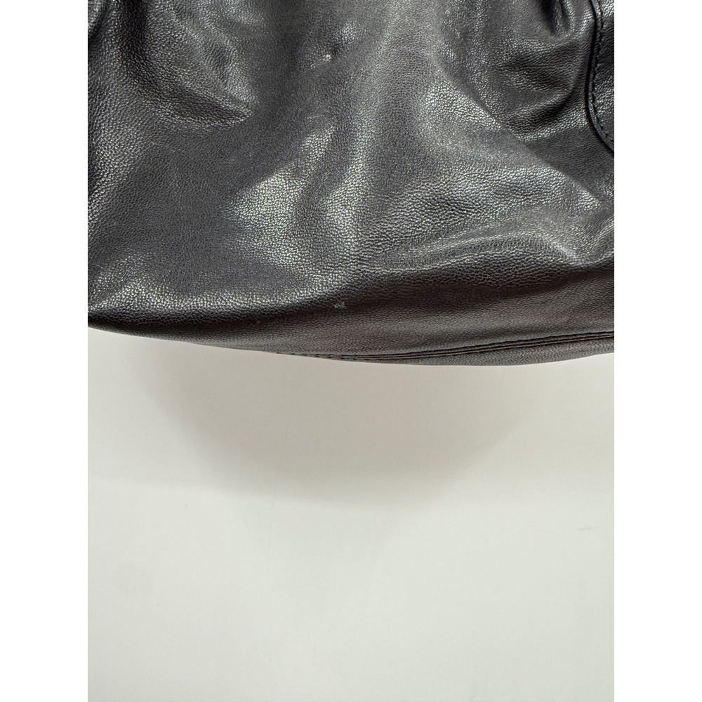 Michael Kors Black Pebbled Leather Hobo Bag Large Gold Hardware Drawstring Y2K - Picture 10 of 14